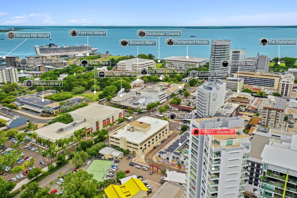 Nespecifikovaný výhled na destinaci Darwin nebo výhled na město při pohledu z apartmánu