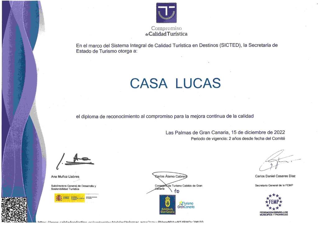 Casa Lucas tanúsítványa, márkajelzése vagy díja