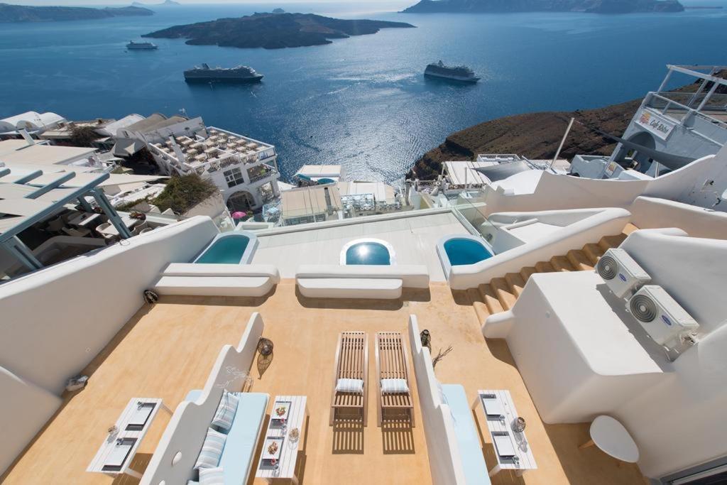 a view from the balcony of a luxury villa at On the Cliff in Fira