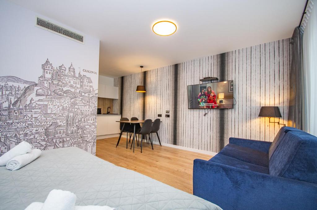 Posteľ alebo postele v izbe v ubytovaní InPoint Apartments G11 near Old Town & Kazimierz District & Parking Option