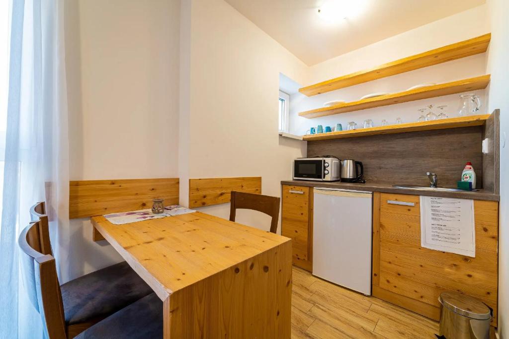 Kuchyň nebo kuchyňský kout v ubytování Aparthotel Belveder