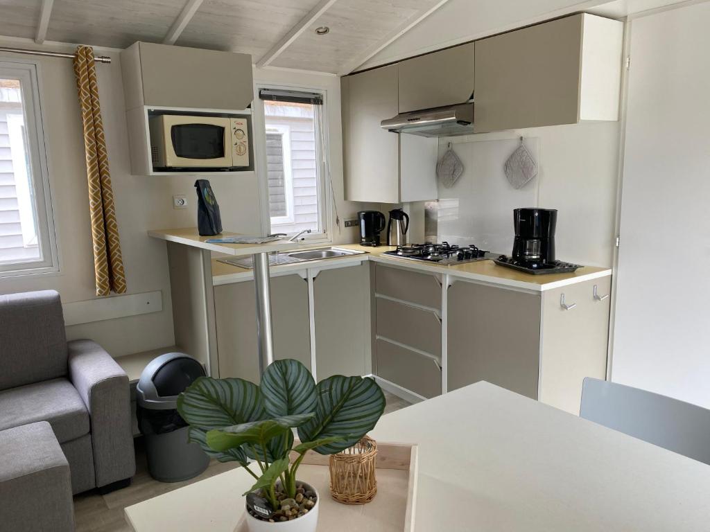 Kuchyň nebo kuchyňský kout v ubytování Vakantiepark Breebos