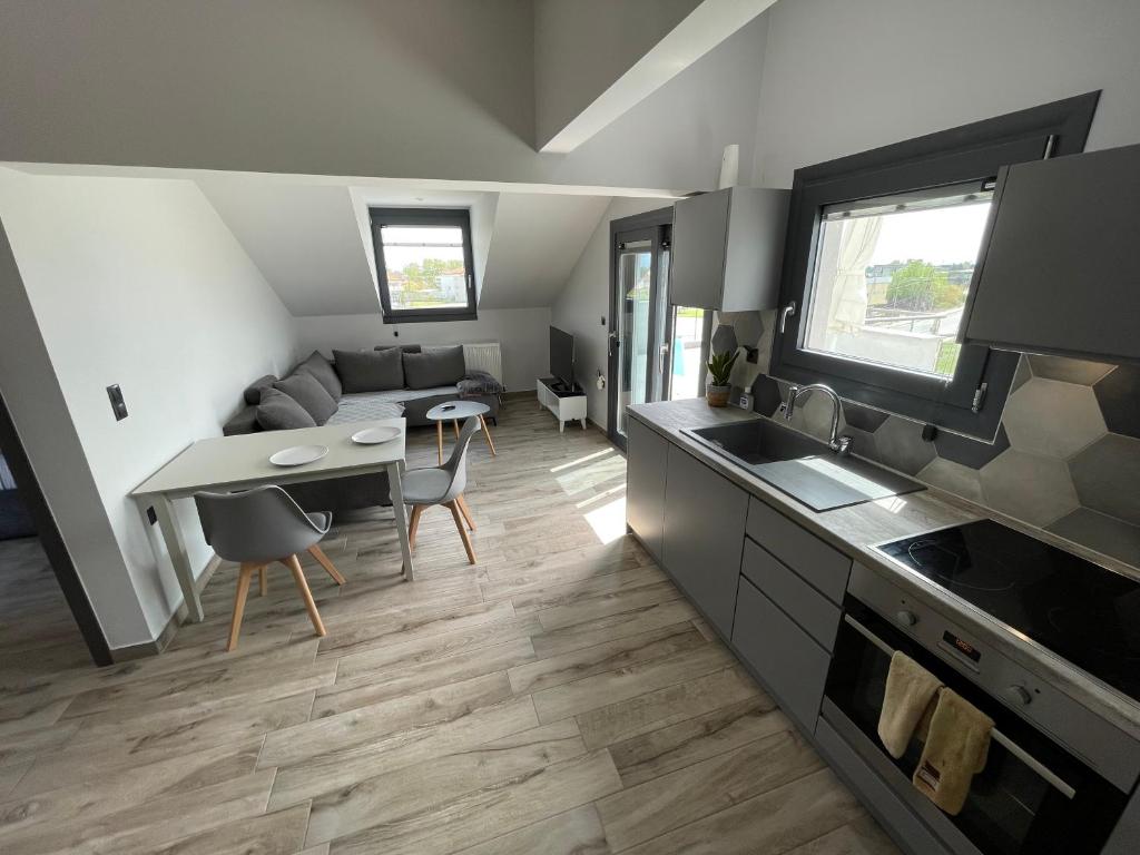 Kuchyň nebo kuchyňský kout v ubytování Breathtaking View design apartment