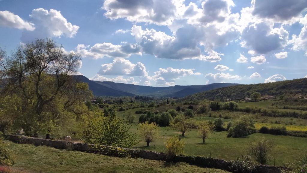a view of the mountains from the farm at La Grange de Sabatas in Chomérac