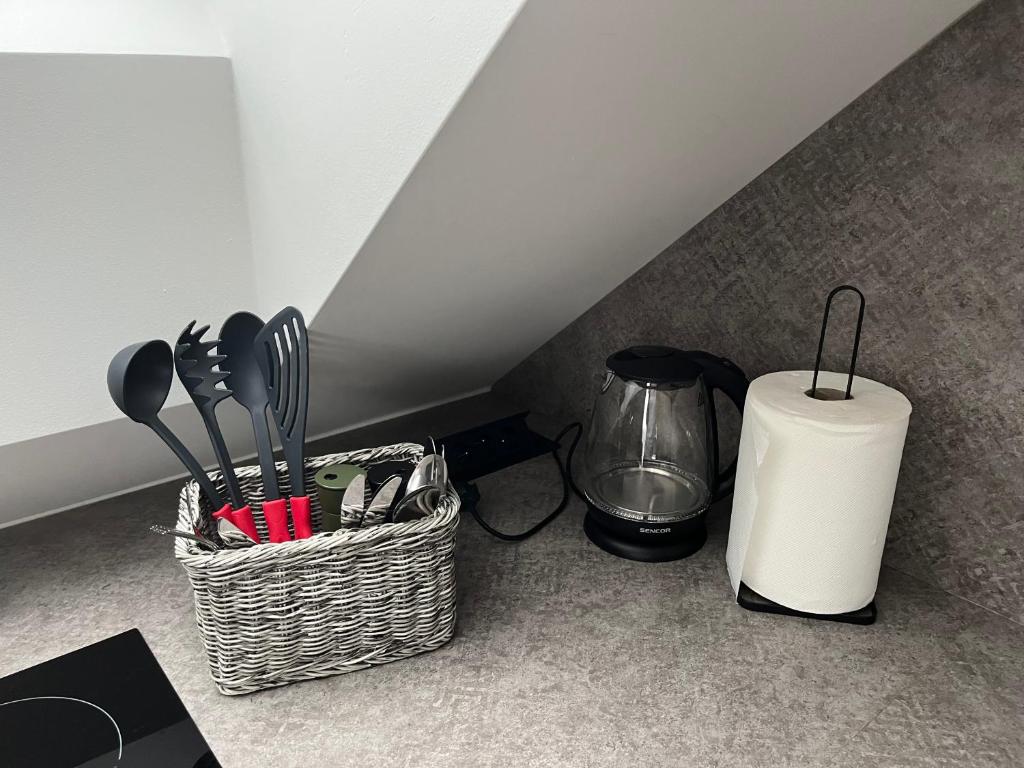 Kuchyň nebo kuchyňský kout v ubytování Apartmány u Romany
