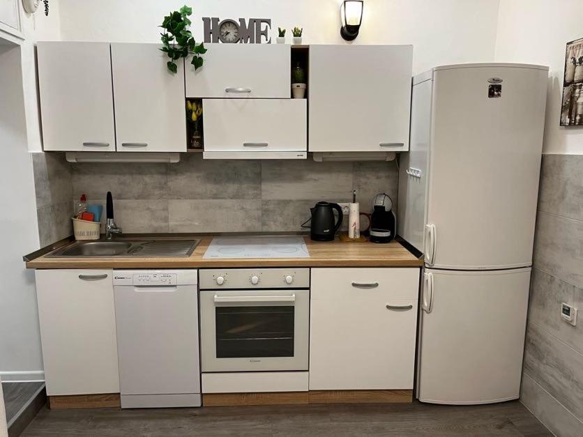 Kuchyň nebo kuchyňský kout v ubytování Apartman Plasse