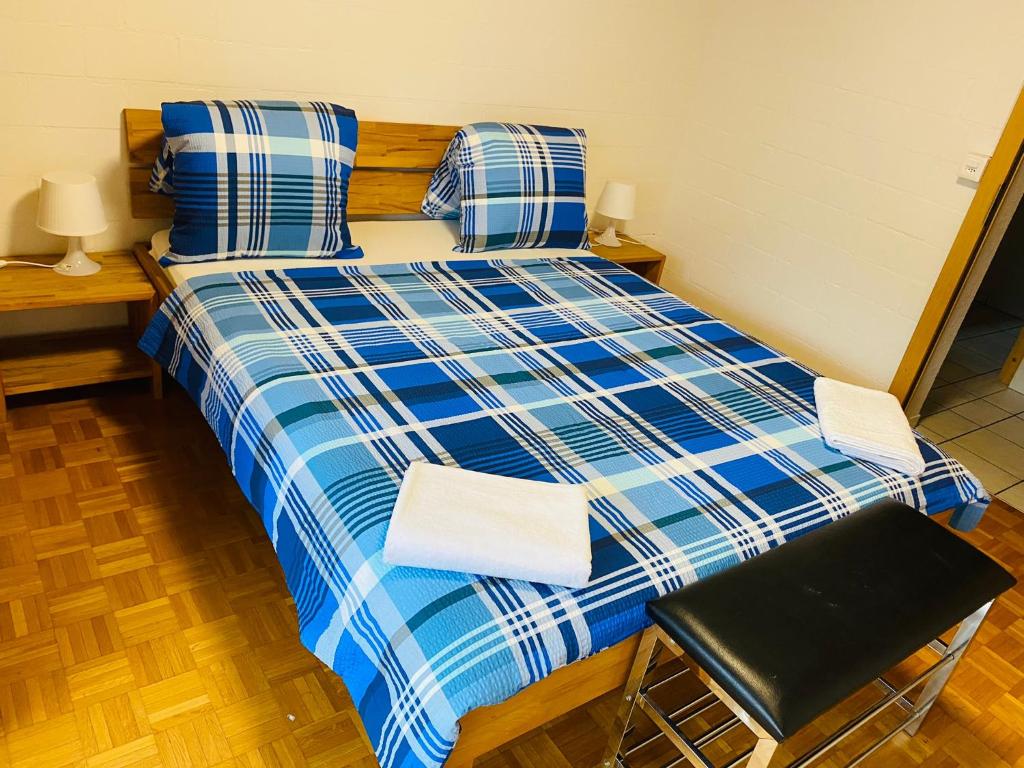 a bedroom with a bed and a chair in it at LakeSide Villa - 18 in Niederried