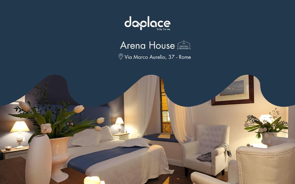 ローマにあるDaplace - Arena Houseのホテルルーム ベッド2台&椅子2脚付