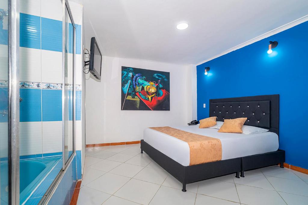 Postel nebo postele na pokoji v ubytování Hotel Barcelona Estadio