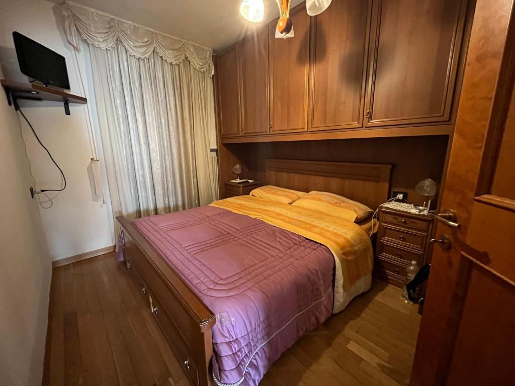 1 dormitorio con 1 cama, vestidor y armarios en Mountain Home, en Valle di Cadore