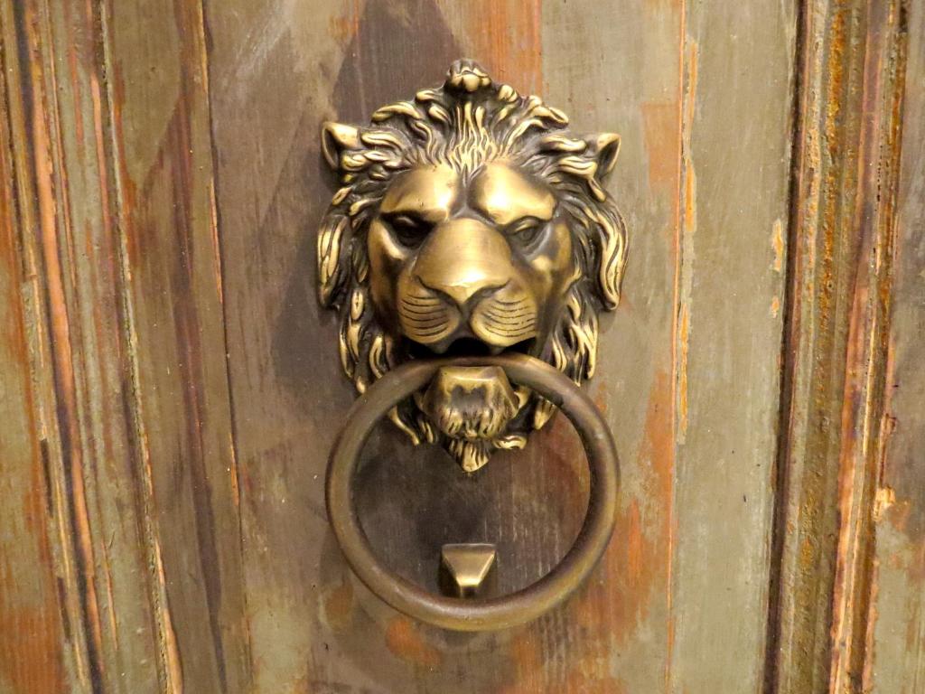 Una puerta que golpea a un león con un anillo en la boca en Istanberry - Berry Life Apartments en Estambul