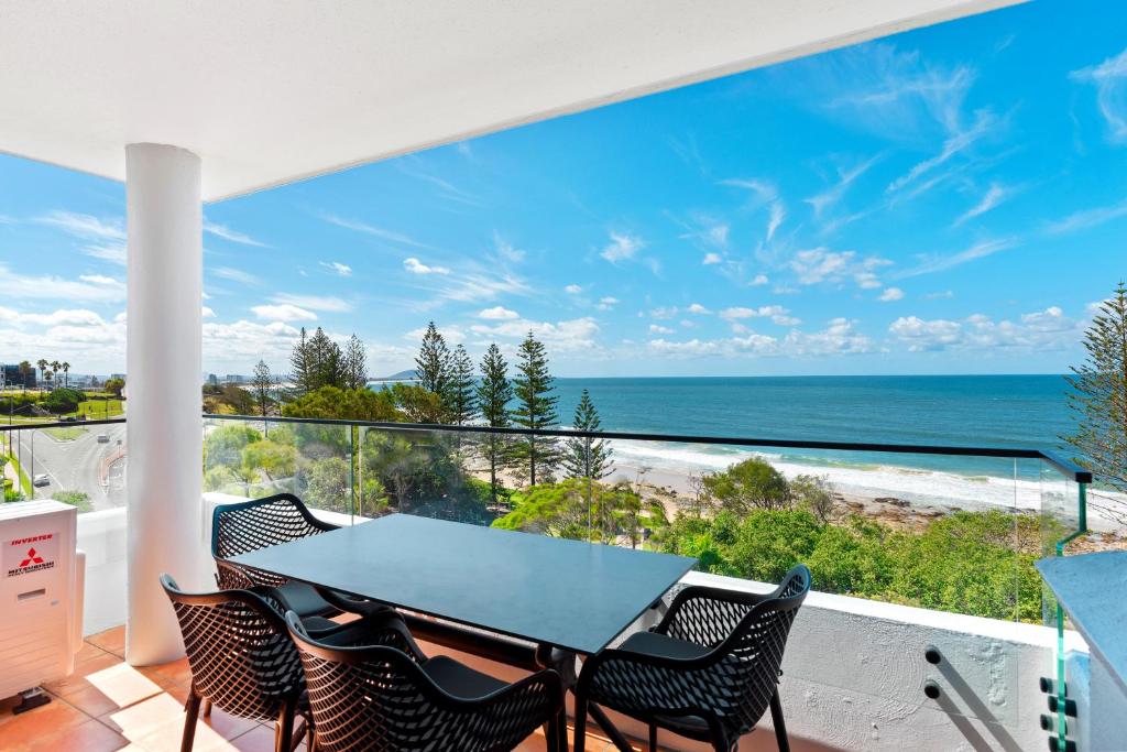 a view of the ocean from the balcony of a house at Windward Apartments in Mooloolaba