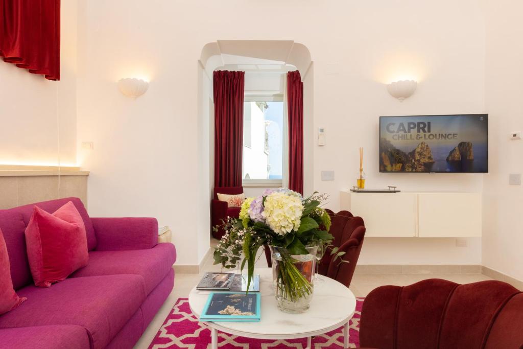 Posezení v ubytování Suite Belvedere Capri Exclusive Rooms