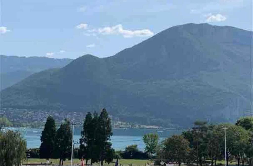 - une vue sur une étendue d'eau et une montagne dans l'établissement RAYAN 4 étoiles - Proche Lac & Vieille Ville, Garage Privé, Secteur recherché, à Annecy