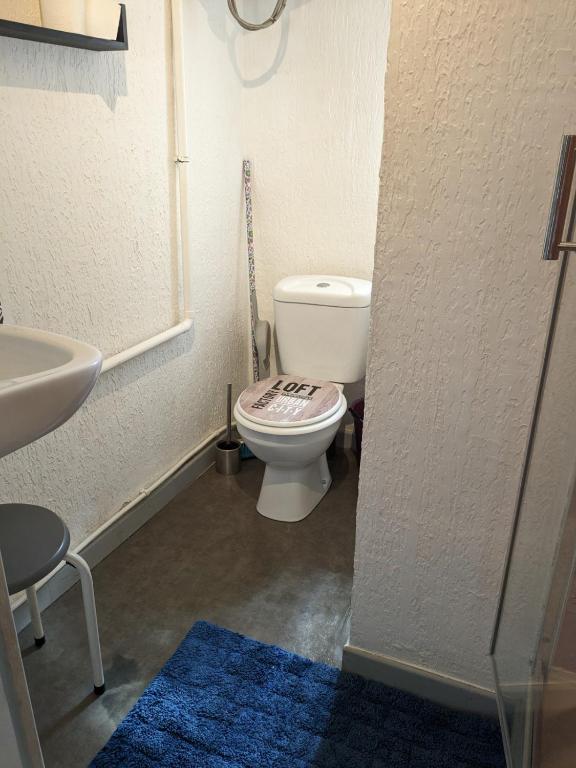 a bathroom with a toilet and a sink at STUDIO avec PARKING TOUT A PIED et CALME in Bandol