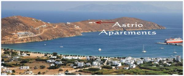 an aerial view of a town next to a body of water at Astrio Suites in Livadi