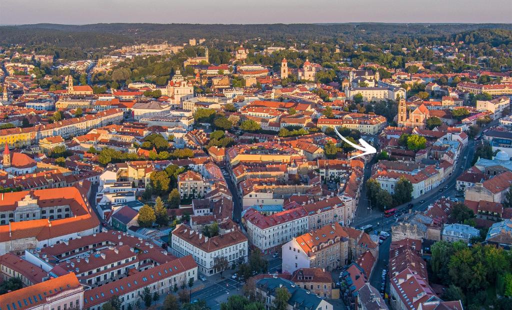 Nespecifikovaný výhled na destinaci Vilnius nebo výhled na město při pohledu z penzionu