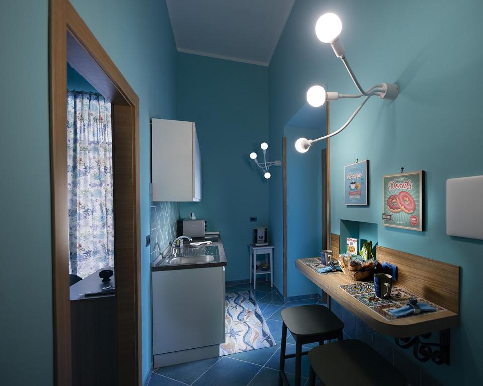 Kuchyň nebo kuchyňský kout v ubytování Casina Lambis
