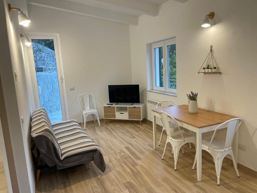 TV a/nebo společenská místnost v ubytování Cà di Giaco lodge