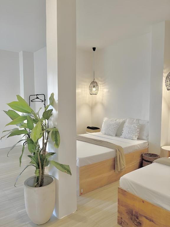 Postel nebo postele na pokoji v ubytování NEW Modern Suite near Airport & Beach