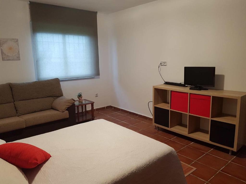 TV a/nebo společenská místnost v ubytování CHALET EN PLAYA ROBAYERA