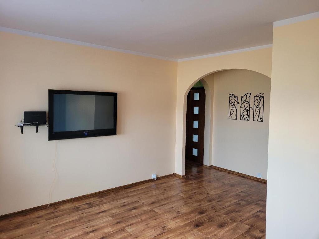 Televízia a/alebo spoločenská miestnosť v ubytovaní Apartament Palisadowa