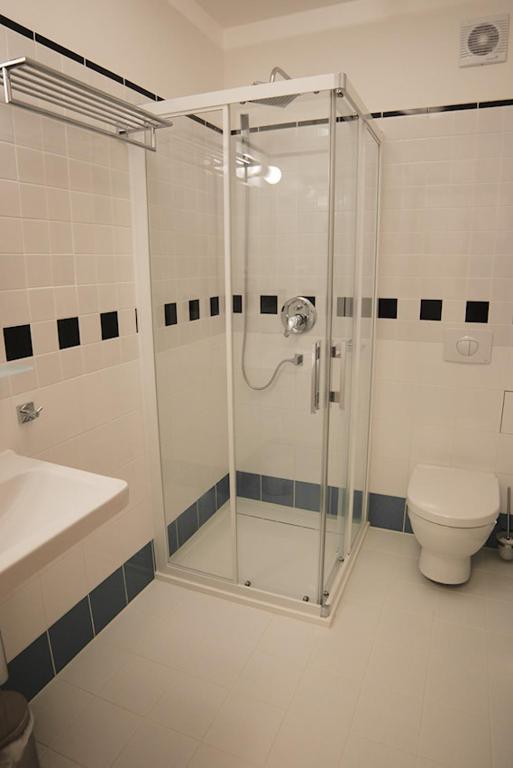 Koupelna v ubytování Hotel U Parku