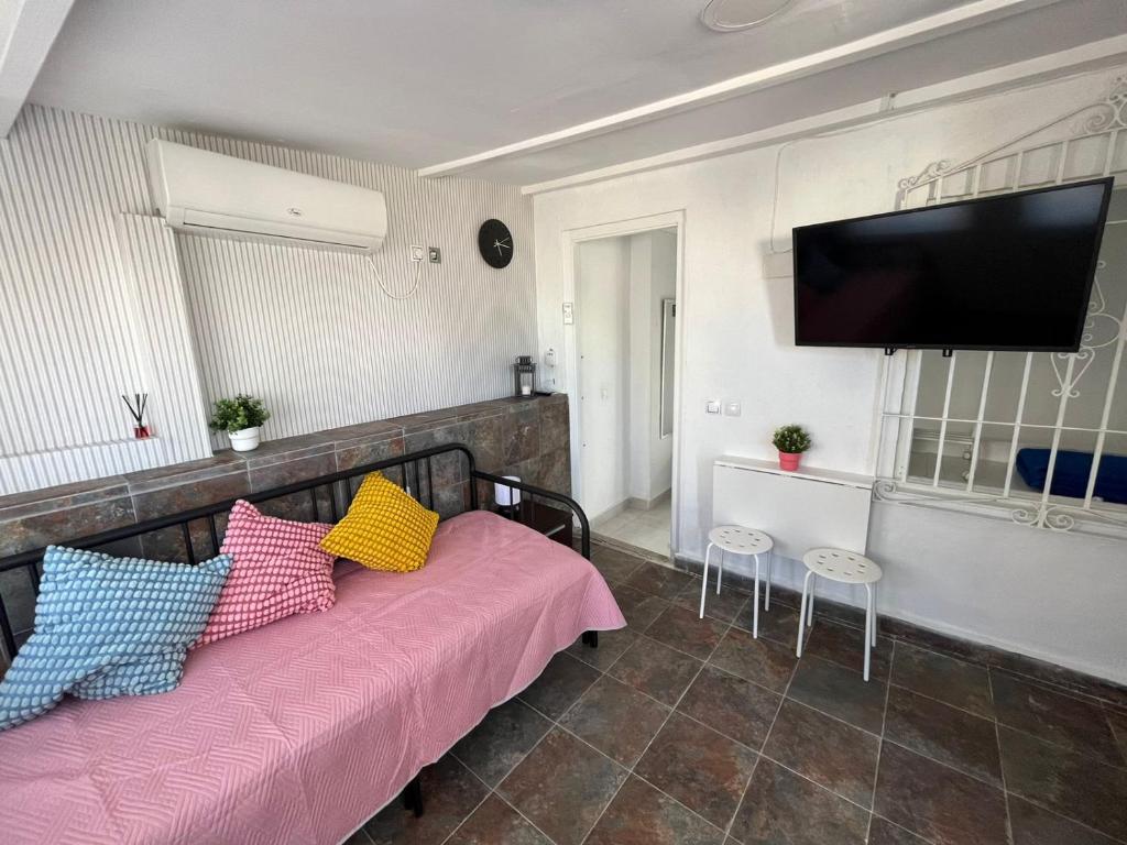 Et tv og/eller underholdning på Habitacion con terraza en Alicante