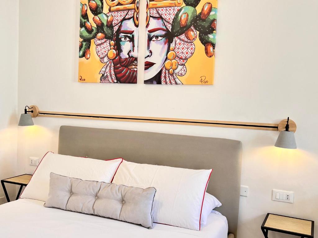Łóżko lub łóżka w pokoju w obiekcie Villa di Nera B&B