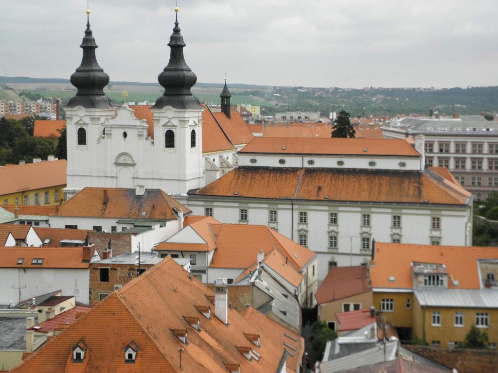 Nespecifikovaný výhled na destinaci Znojmo nebo výhled na město při pohledu z penzionu