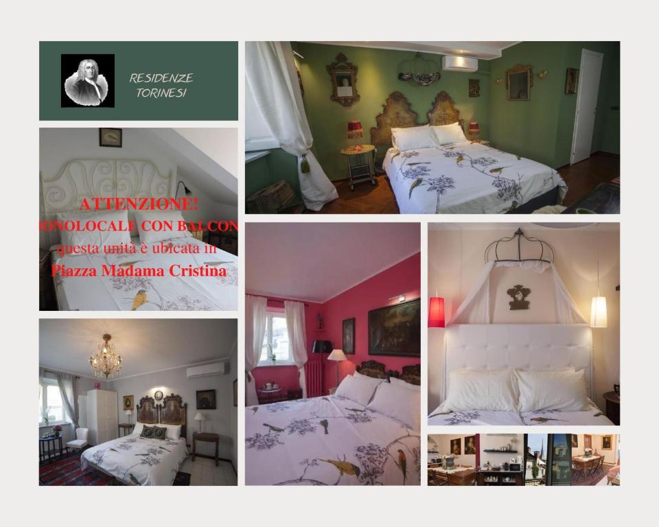 un collage de fotos de un dormitorio con cama en Residenze Torinesi, en Turín