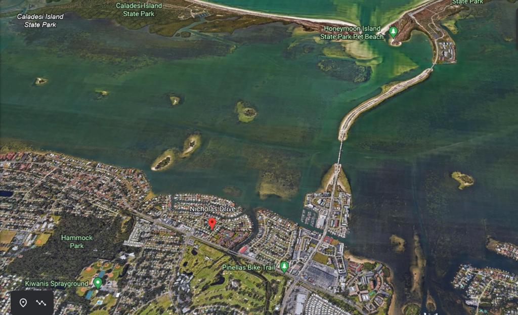 une carte d'une ville et de l'eau dans l'établissement La Casa Del Mar 602 Star5Vacations, à Dunedin
