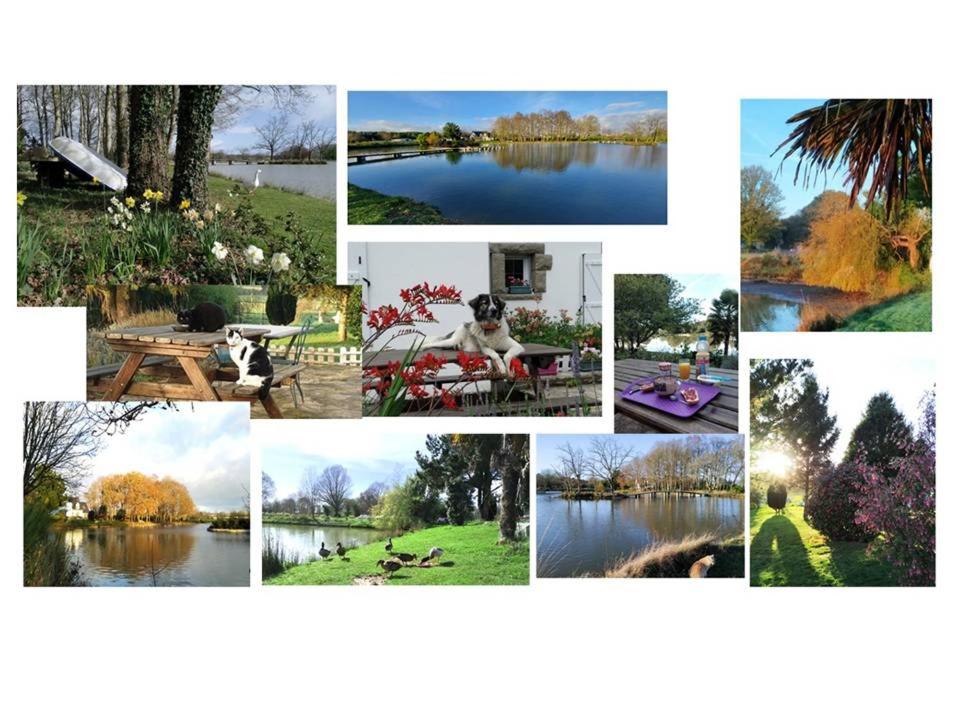 un collage de photos d'un parc et d'un lac dans l'établissement Le Sanctuaire, à Missillac