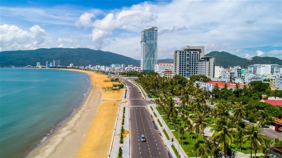 an aerial view of a beach and a city at TMS Beachfront Quy Nhon - Holiday Apartment in Quy Nhon