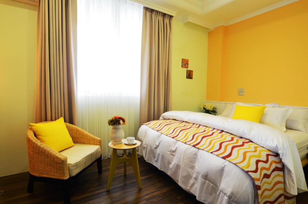 Postel nebo postele na pokoji v ubytování Yunju House