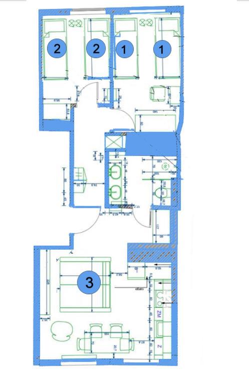 Plán poschodí v ubytovaní Family Luxury Nature Apartment, 1-6, 2 sypialnie i salon, 100m Bazylika