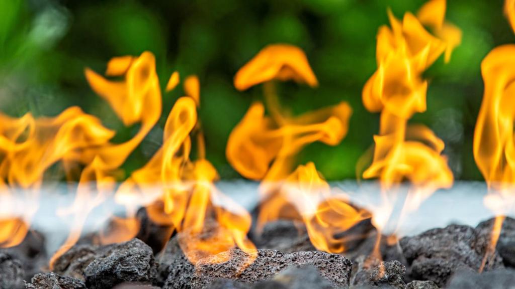 a close up of orange flames of a bonfire at Staybridge Suites - Naples - Marco Island by IHG in Naples