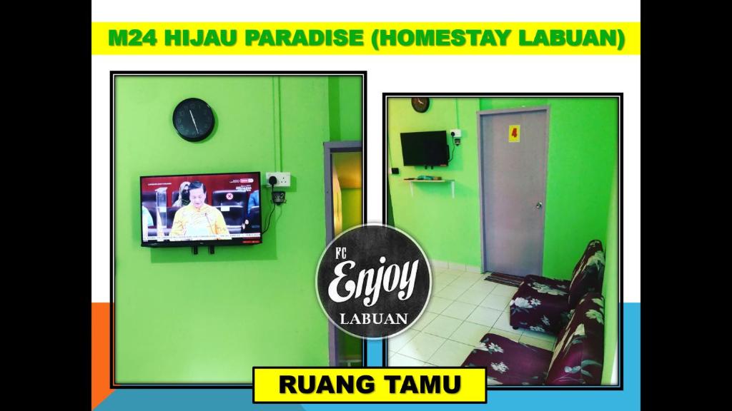 TV a/nebo společenská místnost v ubytování HOMESTAY HIJAU BLOK M24 VVIP GROUND FLOOR TAMAN MUTIARA WP Labuan