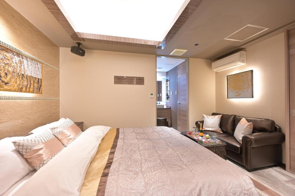 Voodi või voodid majutusasutuse Hotel Pasadena 食べ放題飲み放題 - Couple Hotel toas