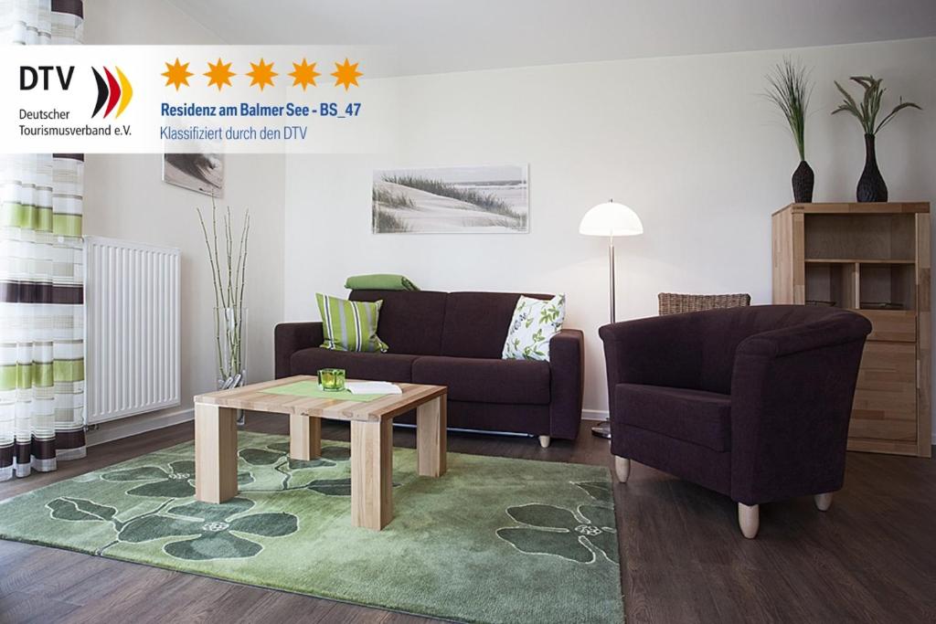 Khu vực ghế ngồi tại Residenz am Balmer See - BS 47 mit Wellnessbereich