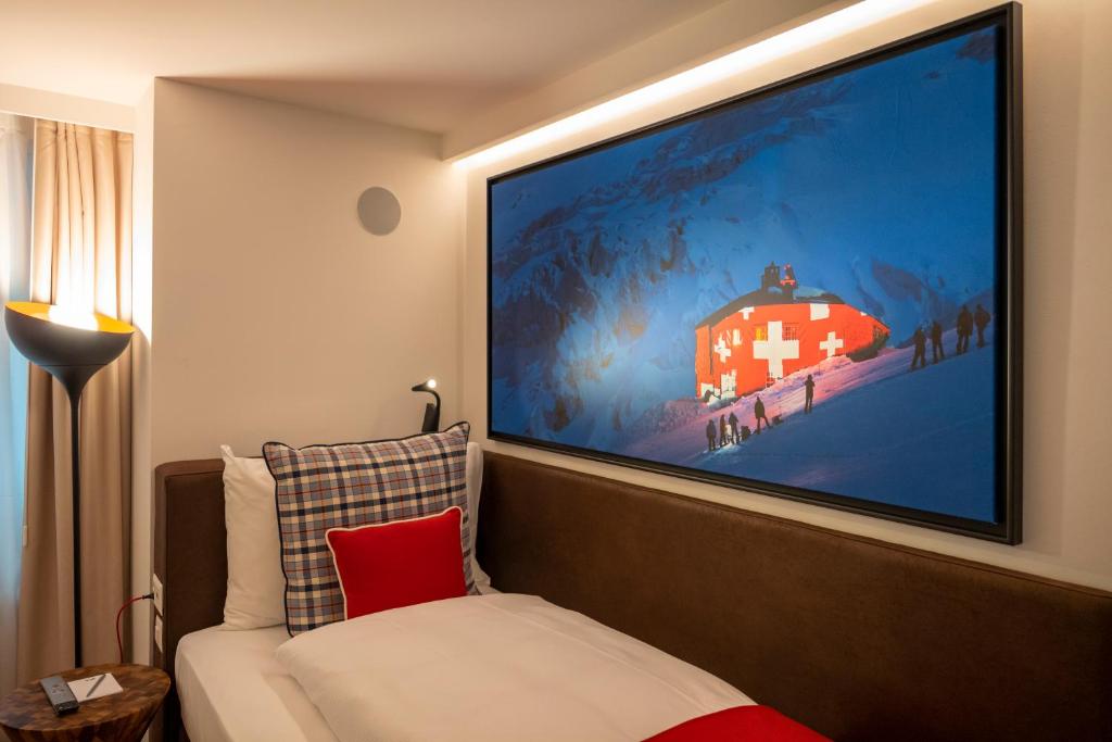 Postel nebo postele na pokoji v ubytování Fred Hotel Leonhardstrasse - Mobile Check-in