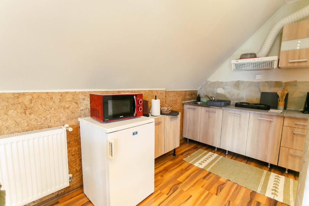 Kuchyň nebo kuchyňský kout v ubytování LiBe Apartman