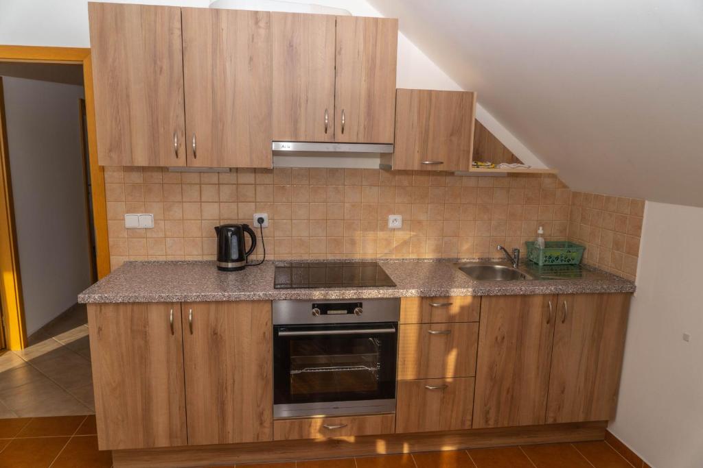 Kuchyň nebo kuchyňský kout v ubytování Apartmán Tereza
