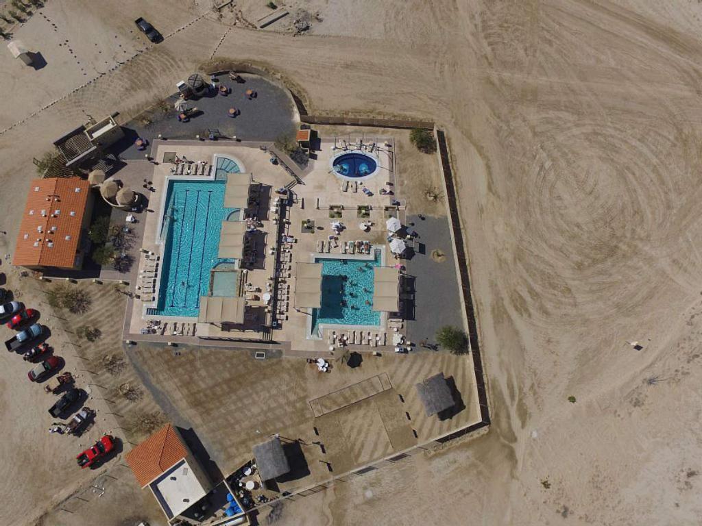 an aerial view of a building with a swimming pool at El Dorado Ranch Rental - Judy`s Casita in San Felipe