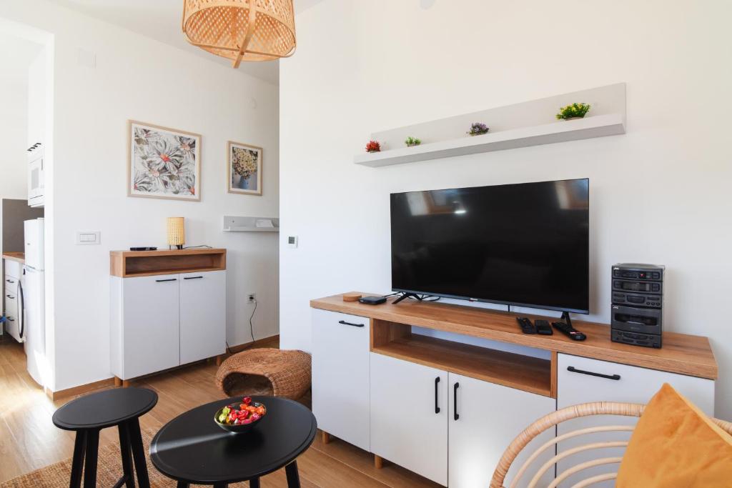 Una televisión o centro de entretenimiento en Apartman Mima Divcibare
