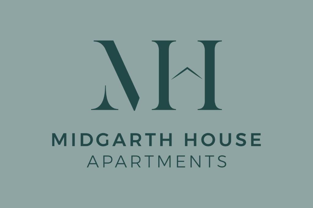 un logo pour les appartements d'une maison moyenne dans l'établissement Midgarth House Apartments, à Bressay