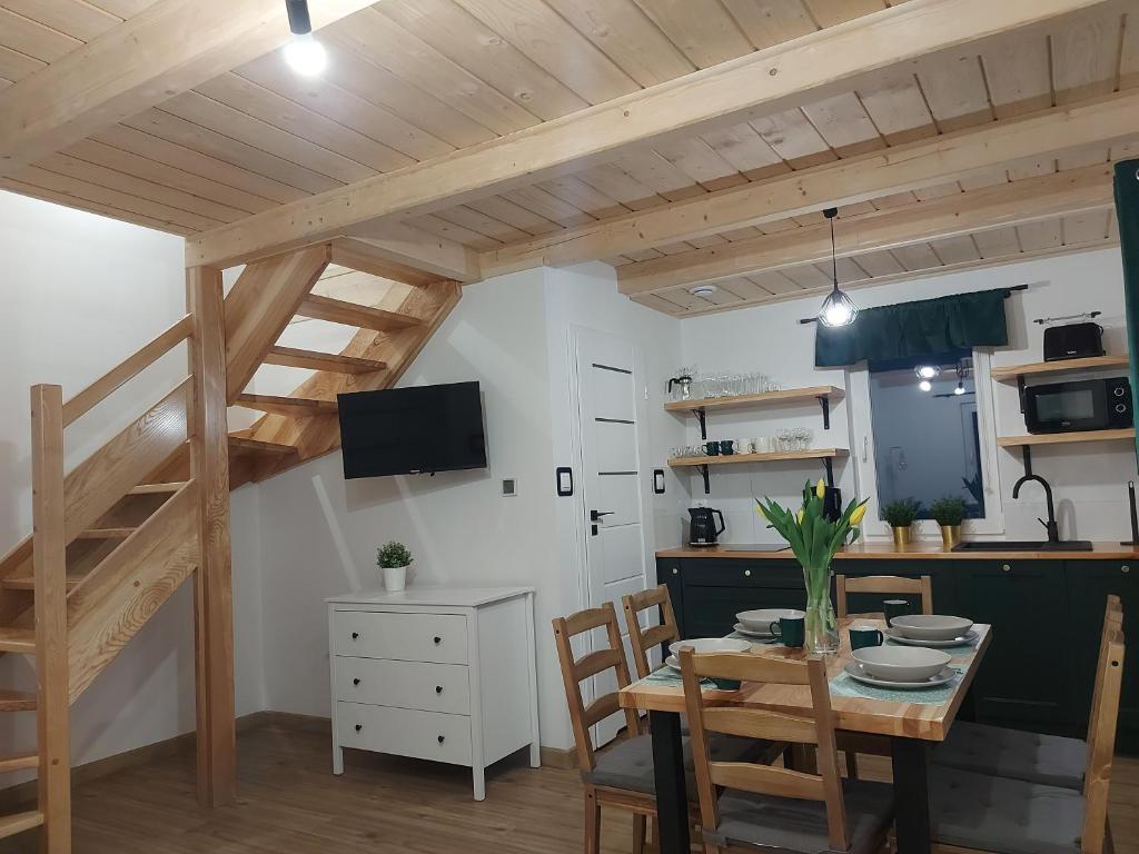 Kuchyň nebo kuchyňský kout v ubytování Domki na Stoku