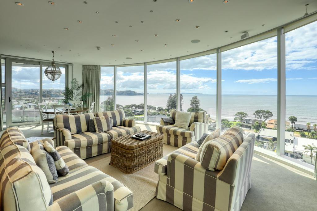 Istumisnurk majutusasutuses Marsden Suites Nautilus Orewa