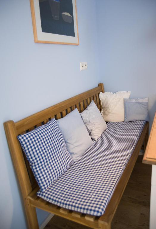 Postel nebo postele na pokoji v ubytování kleines Landhaus Bodensee