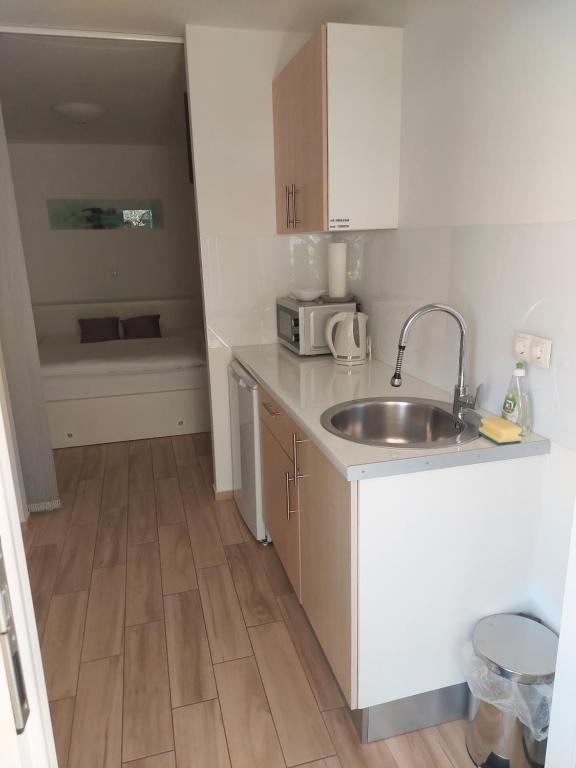 Kuchyň nebo kuchyňský kout v ubytování Guest House Bulevar